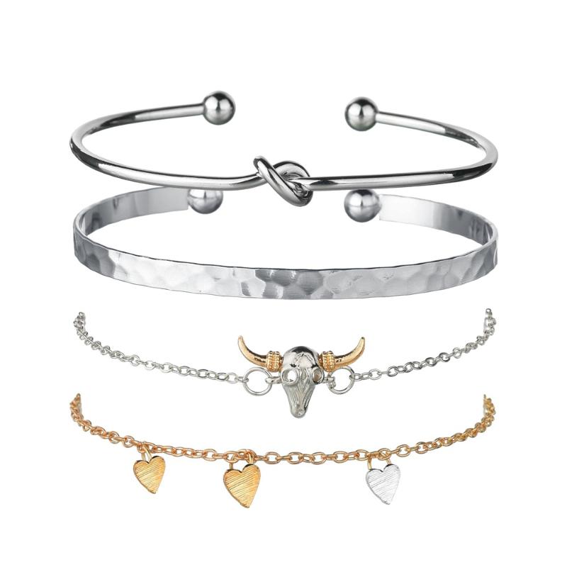 Charm Bracelets Hello Miss Fashion Retro Personality Knotted Bracelet Love Cow Head Four-piece Jewelry Women's Gift
Charm Bracelets Hello Miss Fashion Retro Personality Knotted Bracelet Love Cow Head Four-piece Jewelry Women's Gift