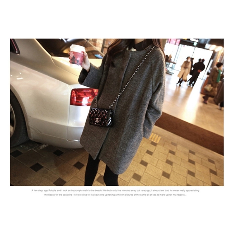 Single-breasted Autumn Winter Korean Drop Shoulder Women Woolen Coat Cocoon Overcoat 201103