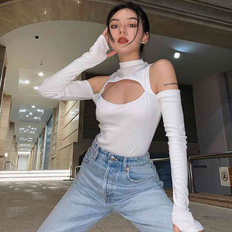 Women Bodysuits O-neck Long Sleeve Ribbed Knitted One-piece Tight Leotard Hollow Out Off Shoulder Rompers, Black;white
Women Bodysuits O-neck Long Sleeve Ribbed Knitted One-piece Tight Leotard Hollow Out Off Shoulder Rompers, Black;white