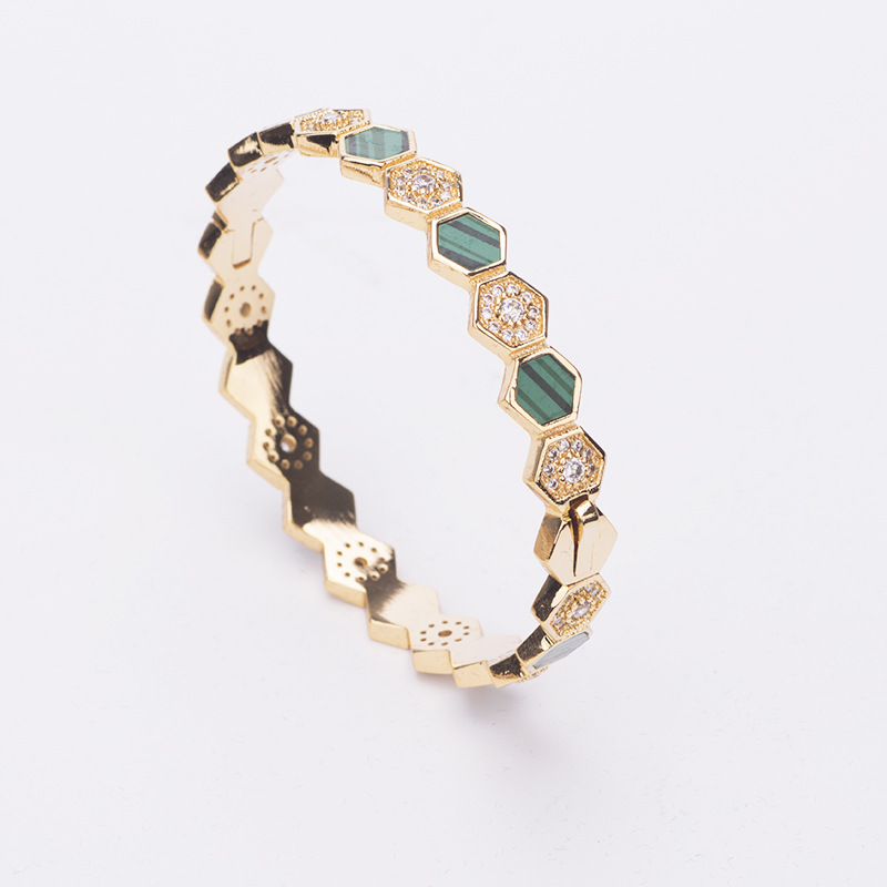 fashion explosion simple geometric hexagon bangle gold bracelet designer friendship bracelets diamond bracelet womens hand jewelry, Black