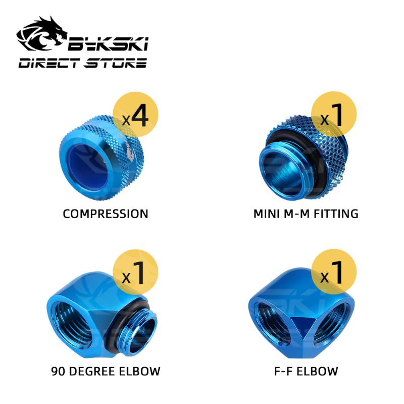 Bykski 4pcs Hard Tube Fitting Kit 90 Degree Elbow F-F M-F M-M Connector Combo G1/4 Compression For OD12/14/16MM PETG/Acylic Pipe
Bykski 4pcs Hard Tube Fitting Kit 90 Degree Elbow F-F M-F M-M Connector Combo G1/4 Compression For OD12/14/16MM PETG/Acylic Pipe