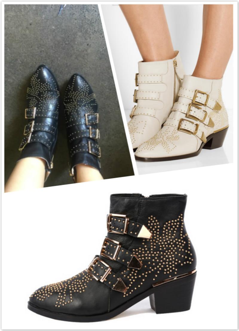 European Chic Studded Ankle Boots Square Chunky Heel Short Boots Gold Silver Rivets Belt Buckle Motorcycle Gladiator Shoes, As picture
European Chic Studded Ankle Boots Square Chunky Heel Short Boots Gold Silver Rivets Belt Buckle Motorcycle Gladiator Shoes, As picture