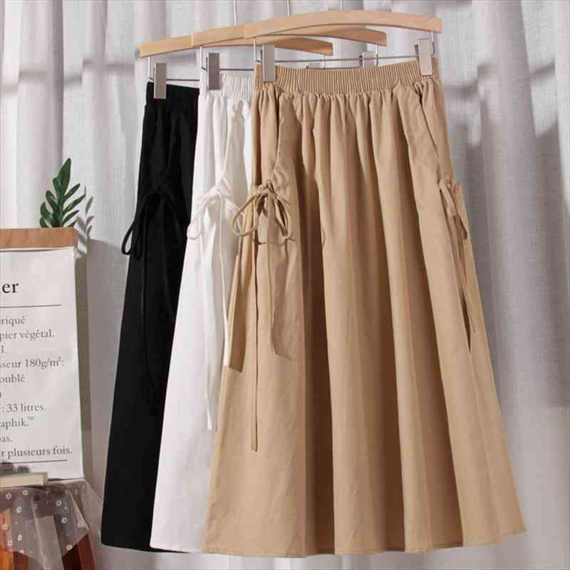 women summer solid skirt high waist drawstring big pockets casual office lady skirts ol a-line umbrella skirt mujer faldas, Black
women summer solid skirt high waist drawstring big pockets casual office lady skirts ol a-line umbrella skirt mujer faldas, Black