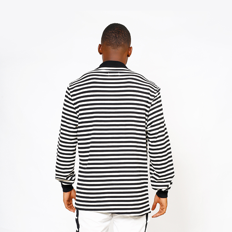 HEYGUYS original men's striped foundation Europe street style T-shirt long sleeve t-shirt men bottom loose head 201203