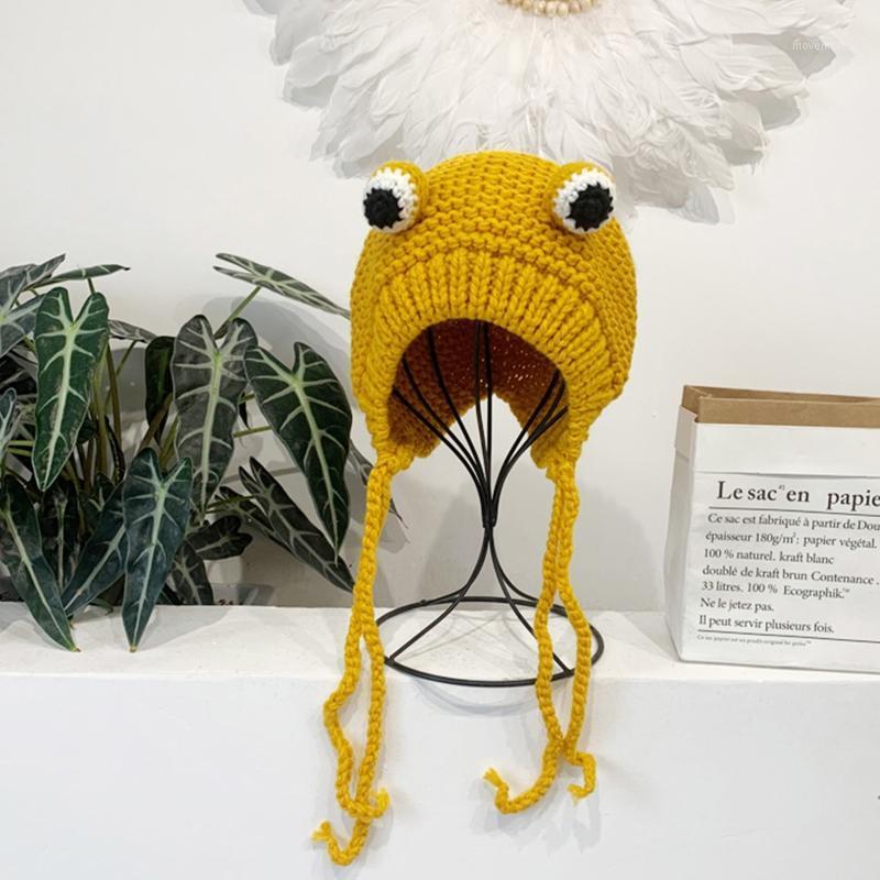 Women Winter Chunky Cable Knitted Earflap Hat Cute Cartoon Animal Frog Eyes Solid Color Outdoor Windproof Skullies Beanie Cap Ea1, Black 
Women Winter Chunky Cable Knitted Earflap Hat Cute Cartoon Animal Frog Eyes Solid Color Outdoor Windproof Skullies Beanie Cap Ea1, Black