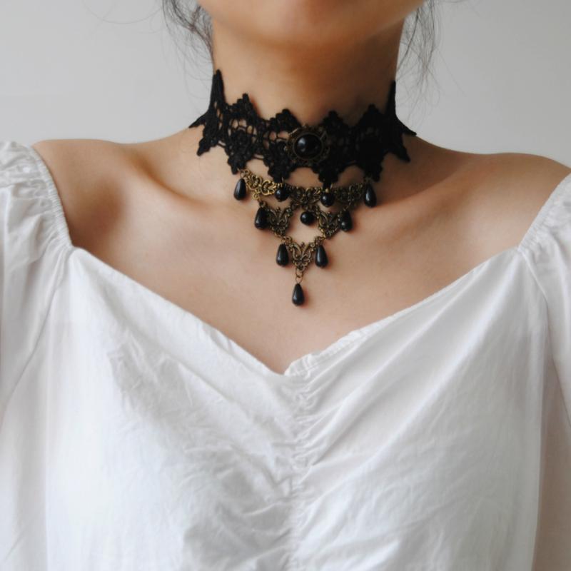 Chokers Vintage Lace Beads Necklace & Pendant Choker For Women Accessories False Collar Lady Gothic Party Jewelry
Chokers Vintage Lace Beads Necklace & Pendant Choker For Women Accessories False Collar Lady Gothic Party Jewelry