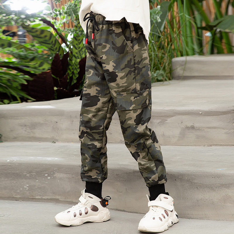 INS hot girls long pants 4-13 years old Cotton Spring and autumn casual Printed camouflage pants cargo pants for kids LJ201019