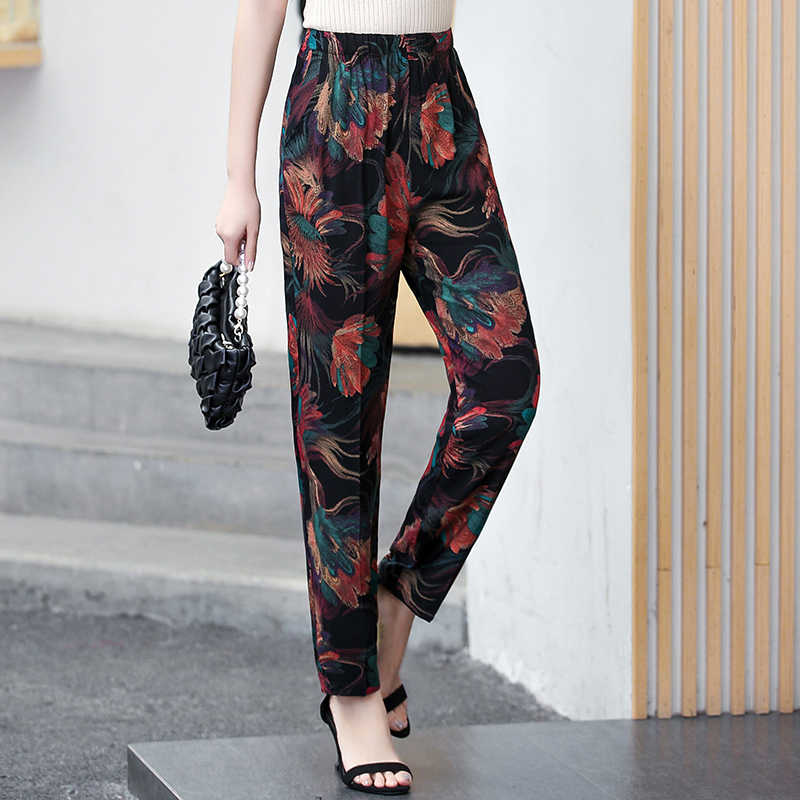 Women Harem Pants Summer Print Beach Pencil Pants Casual Plus Size 5XL Plaid Pants Women High Waist Ankle-Length Trousers 201031