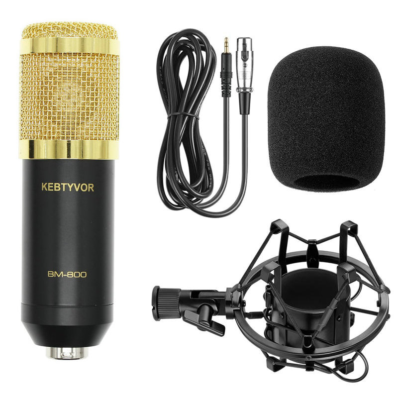 BM800 High Quality Professional Condenser Sound Recording mic bm 800 3.5 mm jack Microphone + Shock Mount for computer
