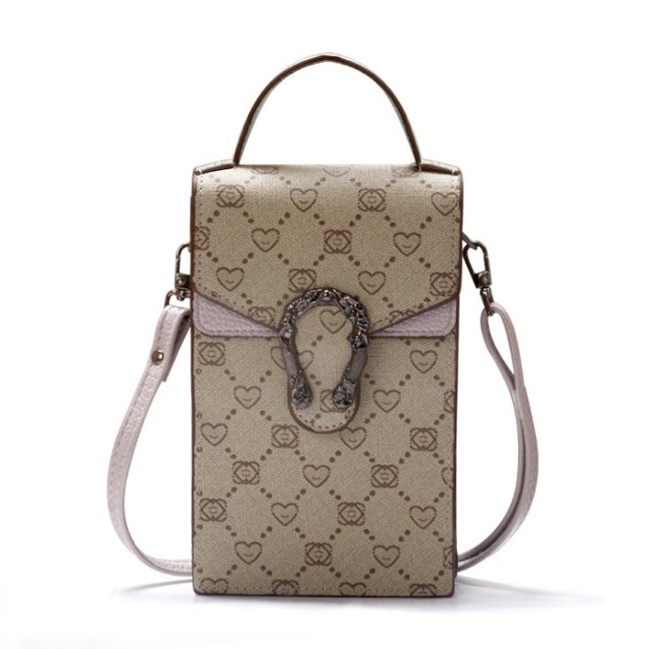 women handbag vertical printed mobile phone purse small fresh contrast stitching leathers shoulder bags Lady printeds leather womens wallets