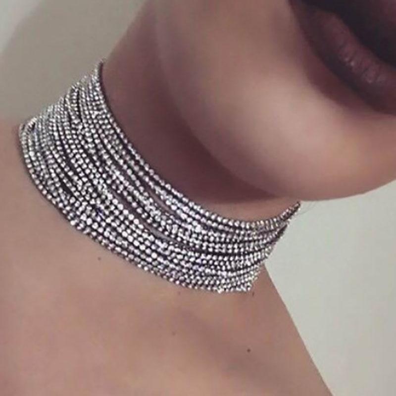 Vintage multi layers strings of full rhinestone chains Choker necklace fashion wholesale jewelry for women
Vintage multi layers strings of full rhinestone chains Choker necklace fashion wholesale jewelry for women