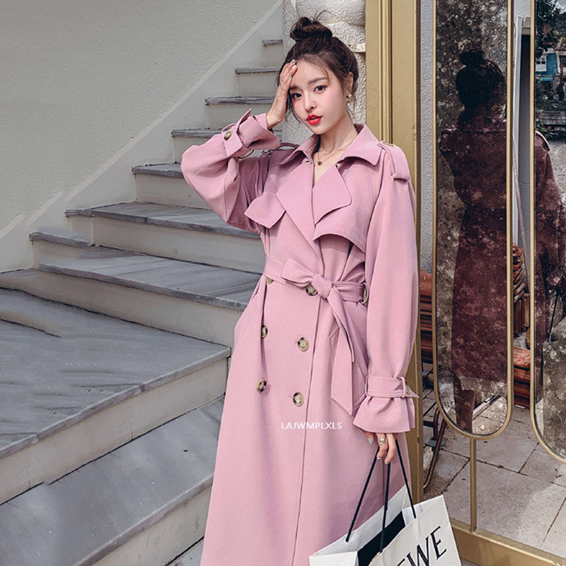 2020 autumn New Korean Fashion Double Breasted Trench Coats Female Sashes Belted Slim Waist outwear Women clothing spring FY139 T200828