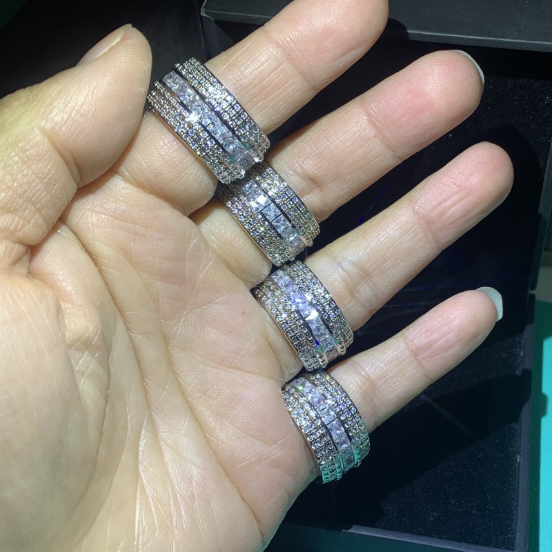 Stunning Sterg Sier Circle Princess White Topaz CZ Dia Women's Wedding Band Ring (Sizes 5-12)