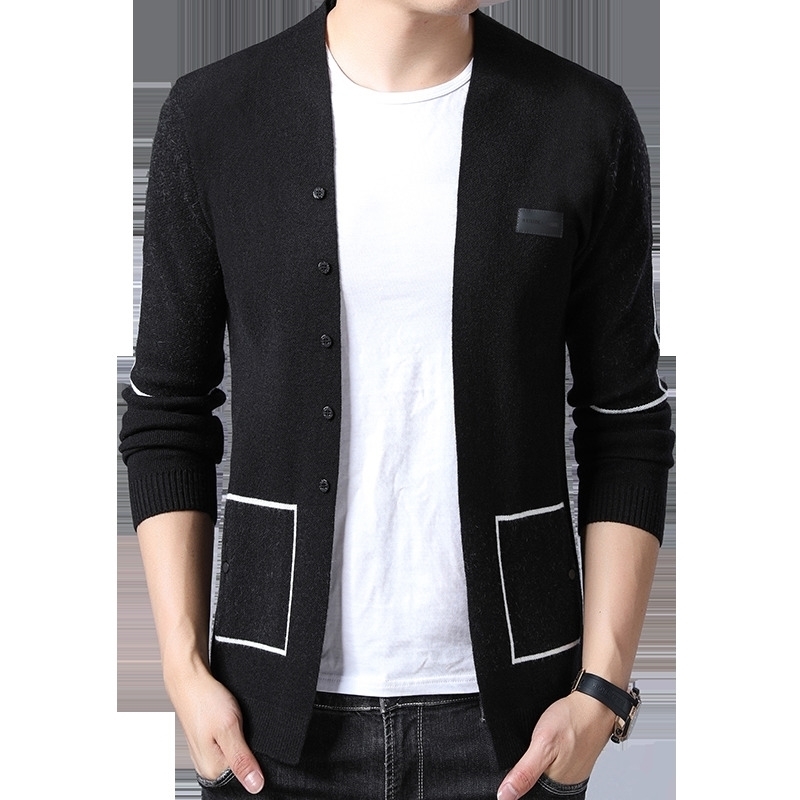 BROWON Brand Men Knitted Button Cardigans Sweaters New Casual Men Pullover V-Neck Outerwear Clothing Black Grey Sweater Men 201117, Gray sweaters 
BROWON Brand Men Knitted Button Cardigans Sweaters New Casual Men Pullover V-Neck Outerwear Clothing Black Grey Sweater Men 201117, Gray sweaters