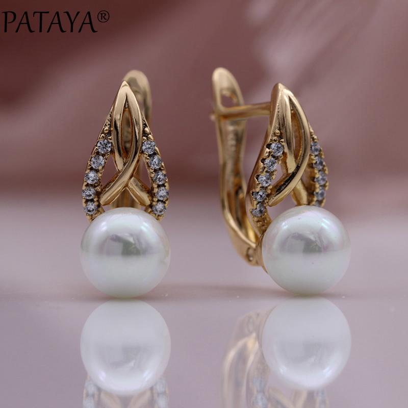 Dangle & Chandelier PATAYA Hollow Natural Zircon Women Earrings 585 Rose Gold Fashion Jewelry Shell Pearl Round Cute Party Gift
Dangle & Chandelier PATAYA Hollow Natural Zircon Women Earrings 585 Rose Gold Fashion Jewelry Shell Pearl Round Cute Party Gift