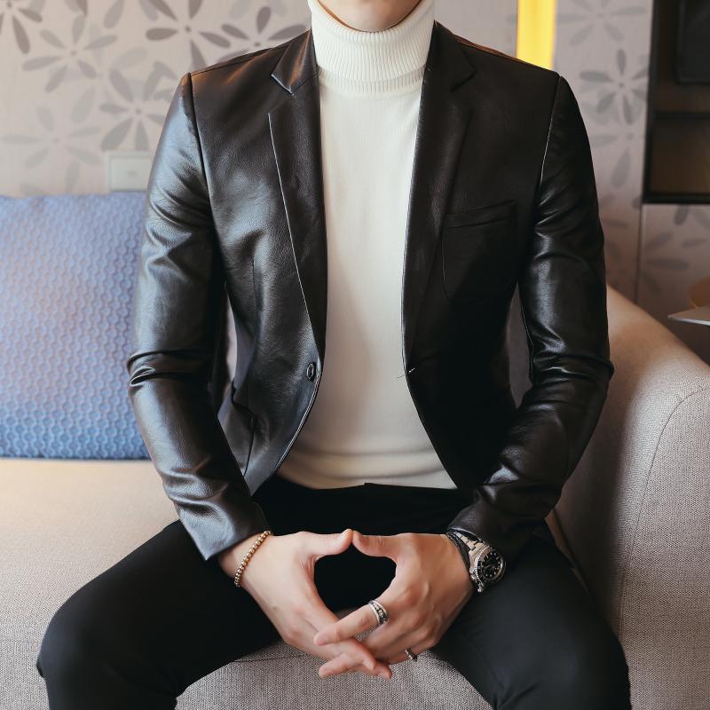 2020 Unique Design Men' Long-sleeved PU Suit Jacket Black Slim Elegant Business Casual Men leather Jacket coats Size -XXXL, Da qi hei
2020 Unique Design Men' Long-sleeved PU Suit Jacket Black Slim Elegant Business Casual Men leather Jacket coats Size -XXXL, Da qi hei