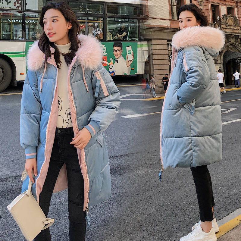 winter women's clothing new fashion long parka feminine coat velvet female winter jacket parka woman Fur collar coat 201201