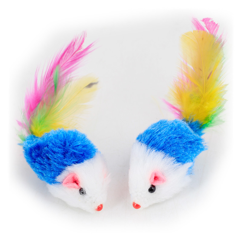 Colorful Cat Toy Lovely Mouse For Cats Dogs Funny Fun Playing Contain Caip Toys Pet Supplies