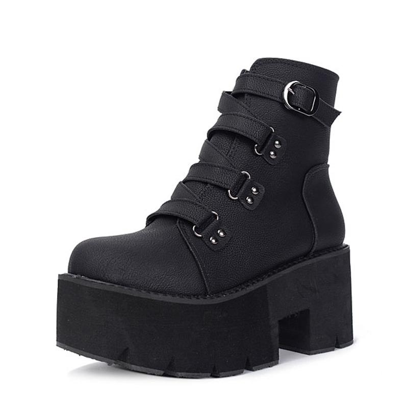 Women Shoes Platform Heels Round Toe High Heel Boots Buckle Black Platform Shoes Autumn Ankle Boots Punk YMA442
Women Shoes Platform Heels Round Toe High Heel Boots Buckle Black Platform Shoes Autumn Ankle Boots Punk YMA442