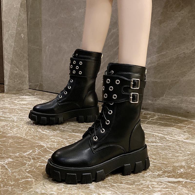 Rimocy Autumn Winter Women's PU Leather Ankle Boots Thick Sole Zip Platform Booties Woman Fashion Metal Buckle Motorcycle Botas, White
Rimocy Autumn Winter Women's PU Leather Ankle Boots Thick Sole Zip Platform Booties Woman Fashion Metal Buckle Motorcycle Botas, White