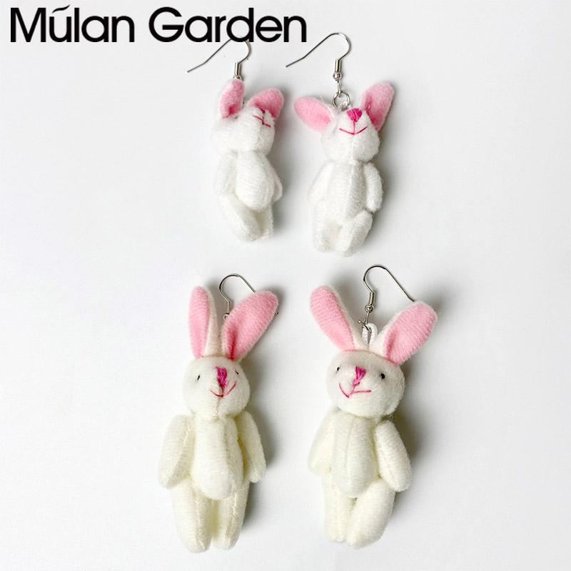 M&G Pink Easter Earrings for Women Cute White Hairy Pendant Drop Earrings Fashion Jewelry Hot Sale Gift Wholesale