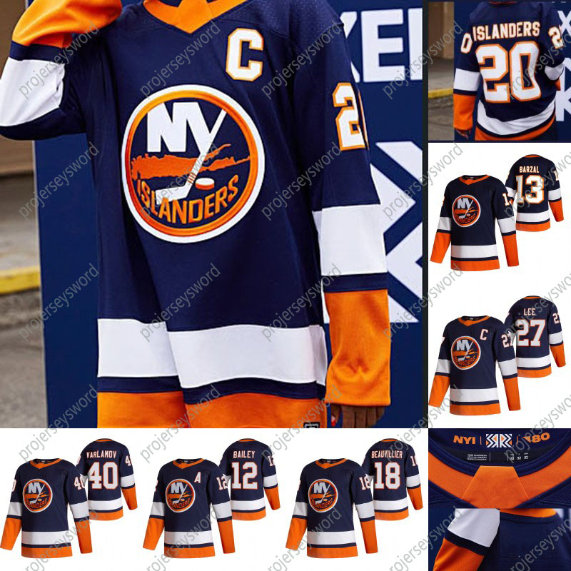 

New York Islanders Anders Lee 2020-21 Reverse Retro Hockey Jersey Josh Bailey Mathew Barzal Devon Toews Thomas Greiss Brock Beauvillier, Black;red