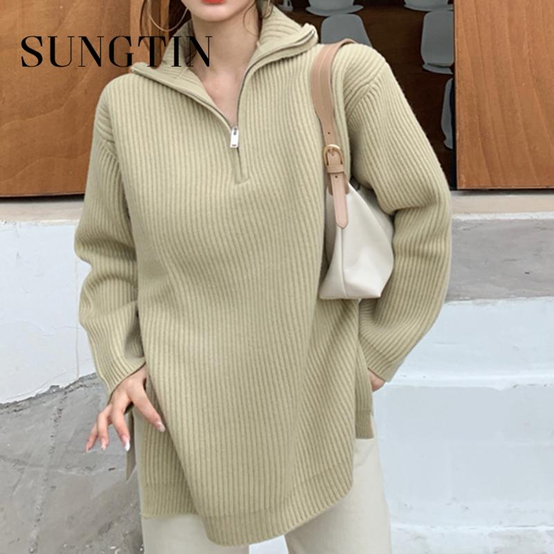 Sungtin Knitted Pullover Sweater Womens Turtleneck Loose Split Jumper Female Green Zipper Harajuku Oversized Sweater Chic Ribbed, Photo color
Sungtin Knitted Pullover Sweater Womens Turtleneck Loose Split Jumper Female Green Zipper Harajuku Oversized Sweater Chic Ribbed, Photo color