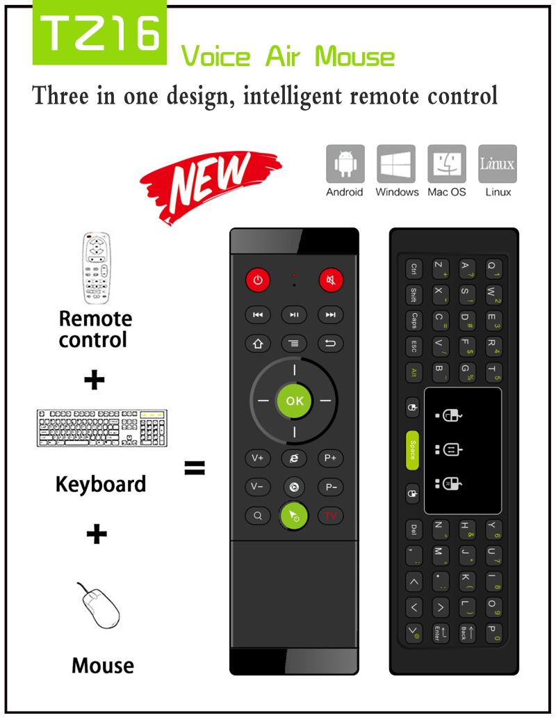2.4G Air Mouse TZ16 Wireless Keyboard Double-side Touchpad Handheld Remote Control IR Learning Sensor Gyro for Android TV Box
2.4G Air Mouse TZ16 Wireless Keyboard Double-side Touchpad Handheld Remote Control IR Learning Sensor Gyro for Android TV Box