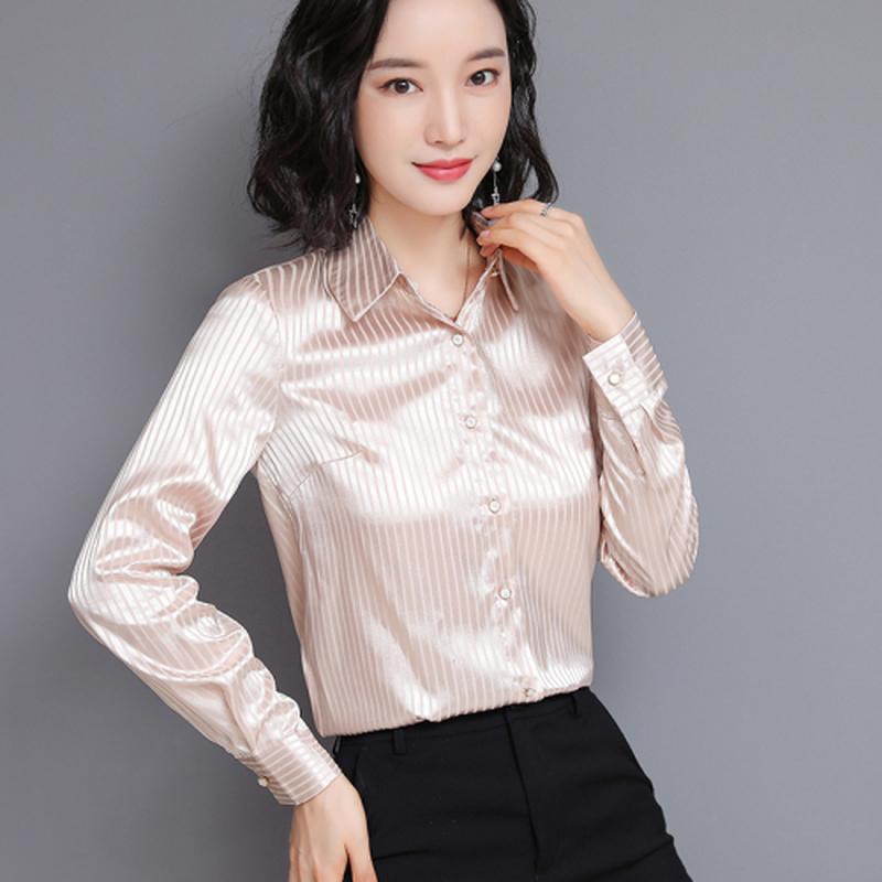Fashion woman blusas Women Silk Shirts Woman Striped Satin Shirt Plus Size Silk Blouse Womens Tops and Blouses Blusas Mujer, Beige
Fashion woman blusas Women Silk Shirts Woman Striped Satin Shirt Plus Size Silk Blouse Womens Tops and Blouses Blusas Mujer, Beige