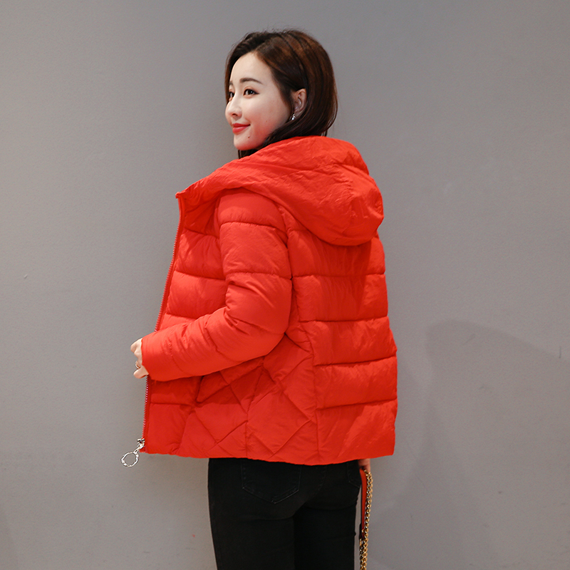 Winter Hooded Short Jacket Women Plus Size Solid Women's Parkas Stand Collar Loose Cotton Padded Casual Thick Coat Ladies 201217