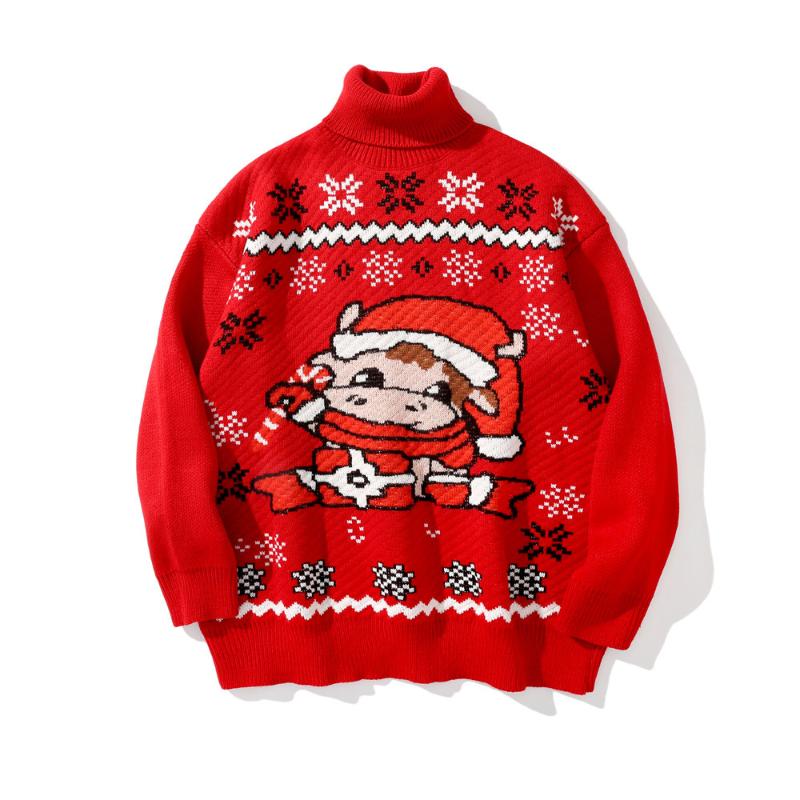 Christmas Cartoon Jacquard Turtleneck Knitted Pullovers Couple Sweater Men Fashion Streetwear Hip Hop Loose Casual Sweaters, Black
Christmas Cartoon Jacquard Turtleneck Knitted Pullovers Couple Sweater Men Fashion Streetwear Hip Hop Loose Casual Sweaters, Black