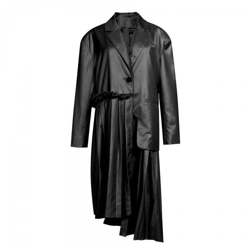Z-ZOUX Women Trench Coat Single Button Long Sleeve Long Women Windbreaker Irregular Pleated Women Khaki Top Autumn Winter New 201211