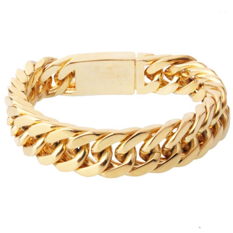 15mm New Fashion Stainless Steel Gold Tone Cuban Miami Curb Link Chain Cool Mens Womens Bracelet Jewelry Christmas Gift 7-11inch1
15mm New Fashion Stainless Steel Gold Tone Cuban Miami Curb Link Chain Cool Mens Womens Bracelet Jewelry Christmas Gift 7-11inch1