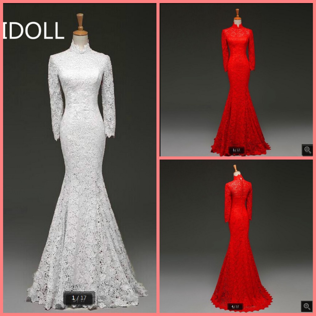 Vestido De Novia 2021 mermaid white/red lace high neck modest wedding dress long sleeve muslim women cheap wedding gowns best selling, Same as image
Vestido De Novia 2021 mermaid white/red lace high neck modest wedding dress long sleeve muslim women cheap wedding gowns best selling, Same as image