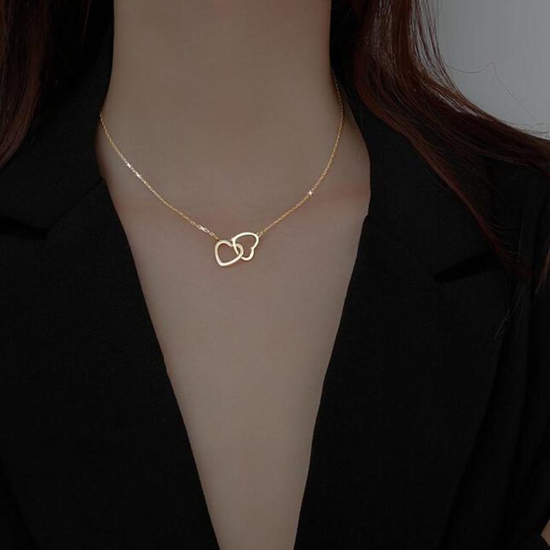 925 Sterling Silver Shiny double Heart love Zircon Circle Necklaces Pendants Gift For Girl Choker collar gift
925 Sterling Silver Shiny double Heart love Zircon Circle Necklaces Pendants Gift For Girl Choker collar gift