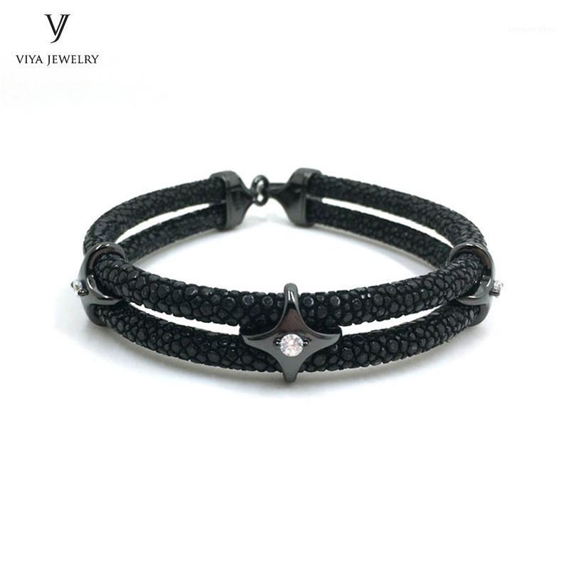 Charm Bracelets Classic Black Leather Bracelet For Men Full Stingray With Pure Silver Plated Star Jewelry1
Charm Bracelets Classic Black Leather Bracelet For Men Full Stingray With Pure Silver Plated Star Jewelry1