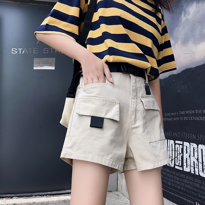 Women Summer Cargo with Belt Ladies Fashion Streetwear Solid High Waist Loose Shorts Joggers Female Plus Pocket Bottom Y200512, Khaki
Women Summer Cargo with Belt Ladies Fashion Streetwear Solid High Waist Loose Shorts Joggers Female Plus Pocket Bottom Y200512, Khaki