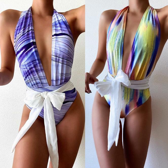Bathing Suits For Womens Deep V-neck Monokini Printing Swimming Beachsuits Retro Bandage Backless One-pieces Swimwear, Blue
Bathing Suits For Womens Deep V-neck Monokini Printing Swimming Beachsuits Retro Bandage Backless One-pieces Swimwear, Blue