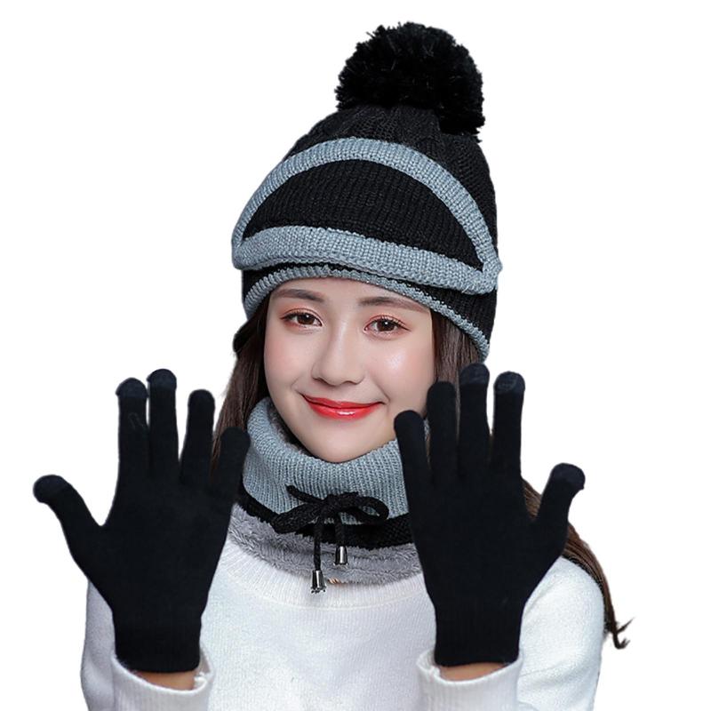 2020 New Hat Women Winter Knitted Beanie Cap Warm Face Cover Neck Scarf Gloves Outdoor Set, Navy blue
2020 New Hat Women Winter Knitted Beanie Cap Warm Face Cover Neck Scarf Gloves Outdoor Set, Navy blue