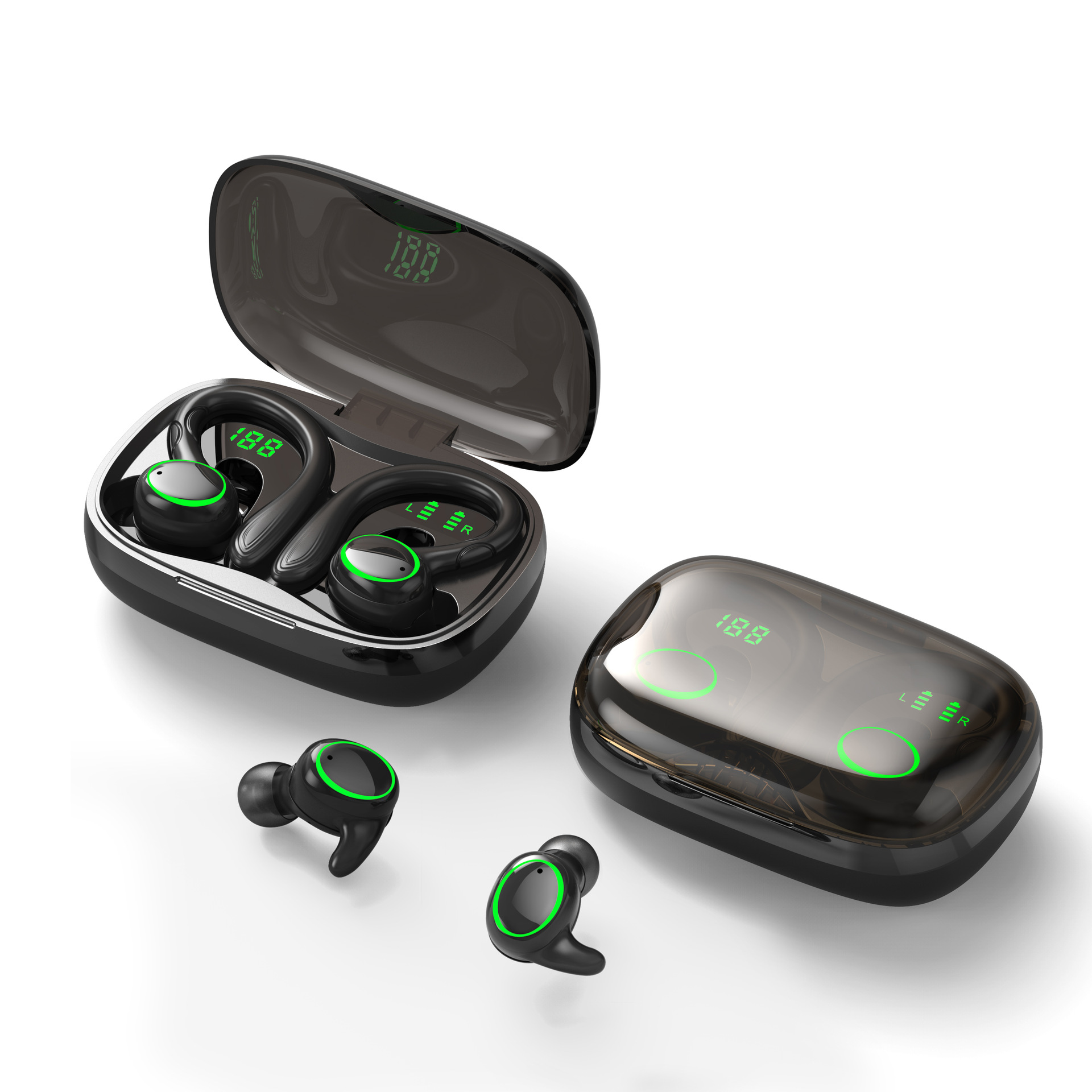 Wireless Earphones Sports sweat-proof ear-mounted LED digital display Power Bank Headset and Mic, Black
Wireless Earphones Sports sweat-proof ear-mounted LED digital display Power Bank Headset and Mic, Black