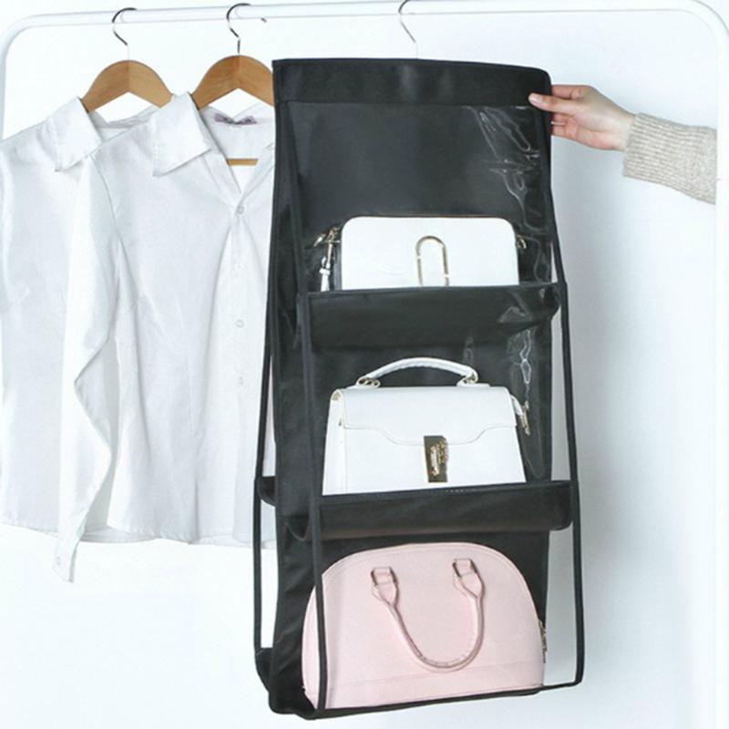 6-Pockets Pratical Dustproof Clear Hanging Purse Handbag Tote-Bag Storage Organizer Closet Rack Bag For Household Storage, White
6-Pockets Pratical Dustproof Clear Hanging Purse Handbag Tote-Bag Storage Organizer Closet Rack Bag For Household Storage, White