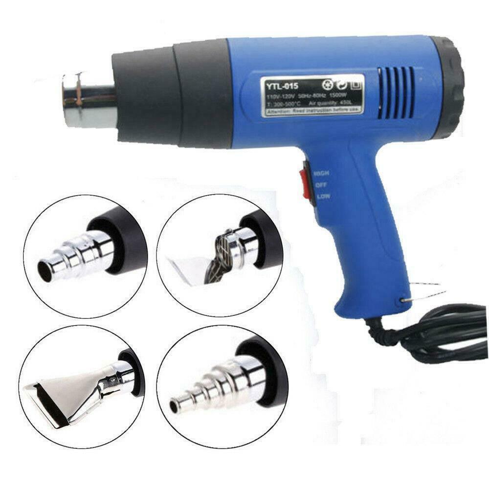 1500W Heat Gun Hot Air Wind Blower Dual Temperature + 4 Nozzles Power Heater New
1500W Heat Gun Hot Air Wind Blower Dual Temperature + 4 Nozzles Power Heater New