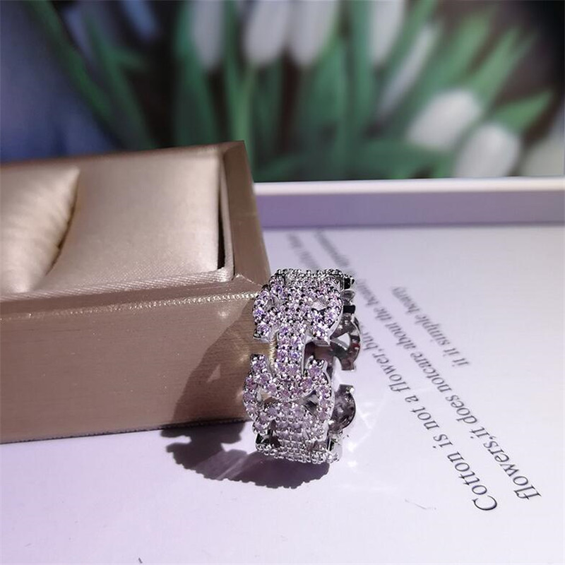 2024 Hip Hop Jewelry: Sterg Sier Rose Gold Bow Sapphire Ring