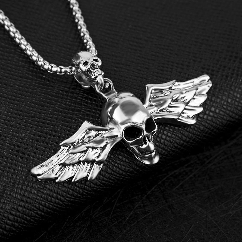 HNSP Punk Angel Wing Feather Skull Pendant Necklace For Men Male Stainless steel chain
HNSP Punk Angel Wing Feather Skull Pendant Necklace For Men Male Stainless steel chain