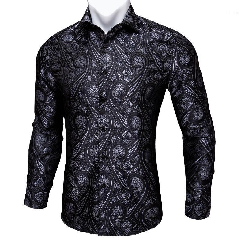 Men' Dress Shirts Barry.Wang Black Paisley Floral Silk Men Autumn Long Sleeve Casual Flower For Designer Fit Shirt BCY-041, Cy-0001
Men' Dress Shirts Barry.Wang Black Paisley Floral Silk Men Autumn Long Sleeve Casual Flower For Designer Fit Shirt BCY-041, Cy-0001