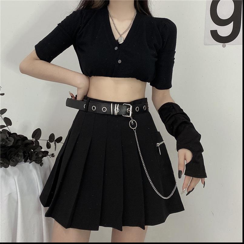 new women gothic short skirts a line high waist tooling chain sashes chic female student black empire mini pleated skirt
new women gothic short skirts a line high waist tooling chain sashes chic female student black empire mini pleated skirt