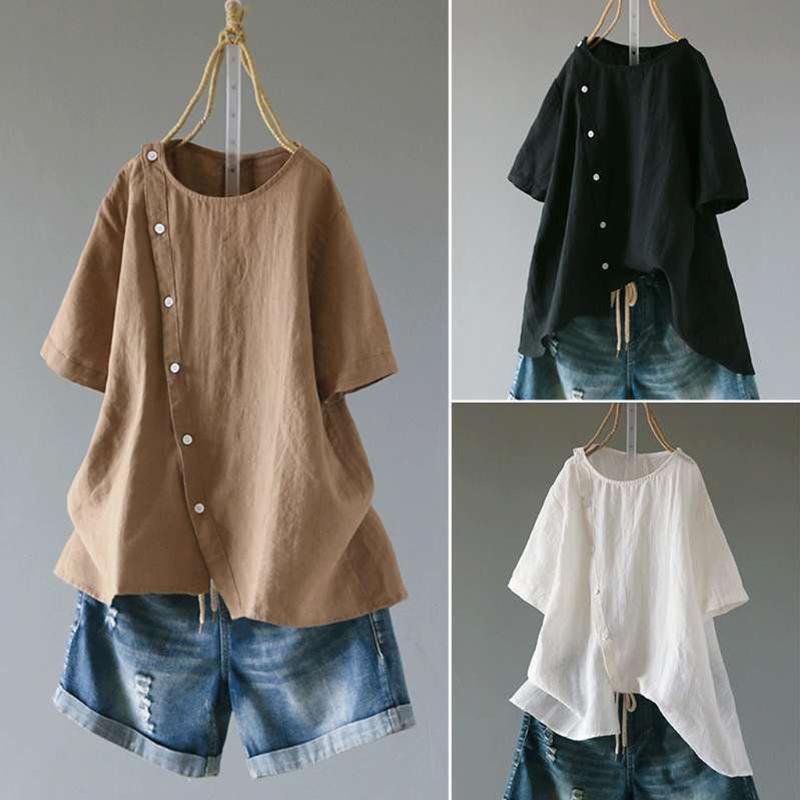 Womail 2020 Women' Blouses Casual Short Sleeve O-neck Cotton Shirt Female Solid Color Irregular Plus Size Top Shirts Blouse, Wh
Womail 2020 Women' Blouses Casual Short Sleeve O-neck Cotton Shirt Female Solid Color Irregular Plus Size Top Shirts Blouse, Wh
