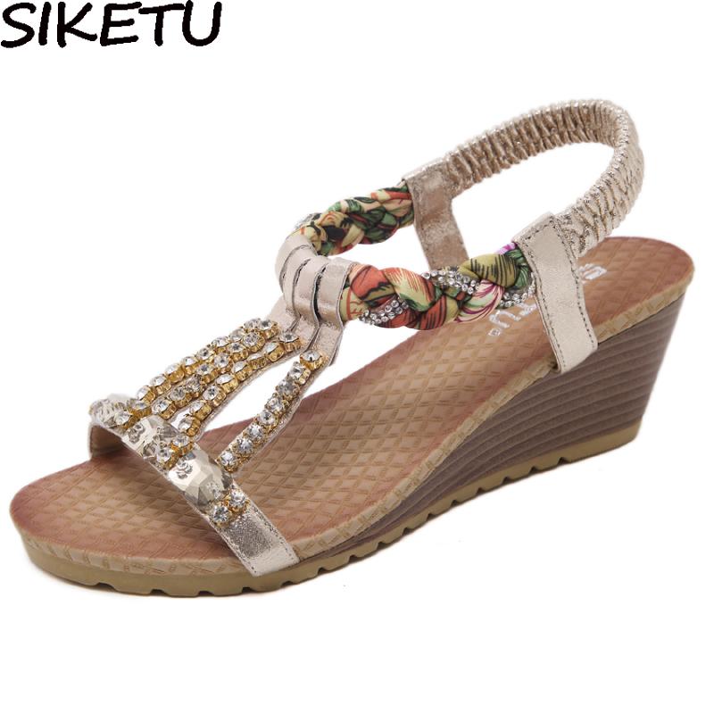 SIKETU Women Summer Bohemian Boho Sandals Crystal Rhinestone Strech Elastic Band Med Heels Wedge Shoes Ethnic Beach Sandals, Gold
SIKETU Women Summer Bohemian Boho Sandals Crystal Rhinestone Strech Elastic Band Med Heels Wedge Shoes Ethnic Beach Sandals, Gold