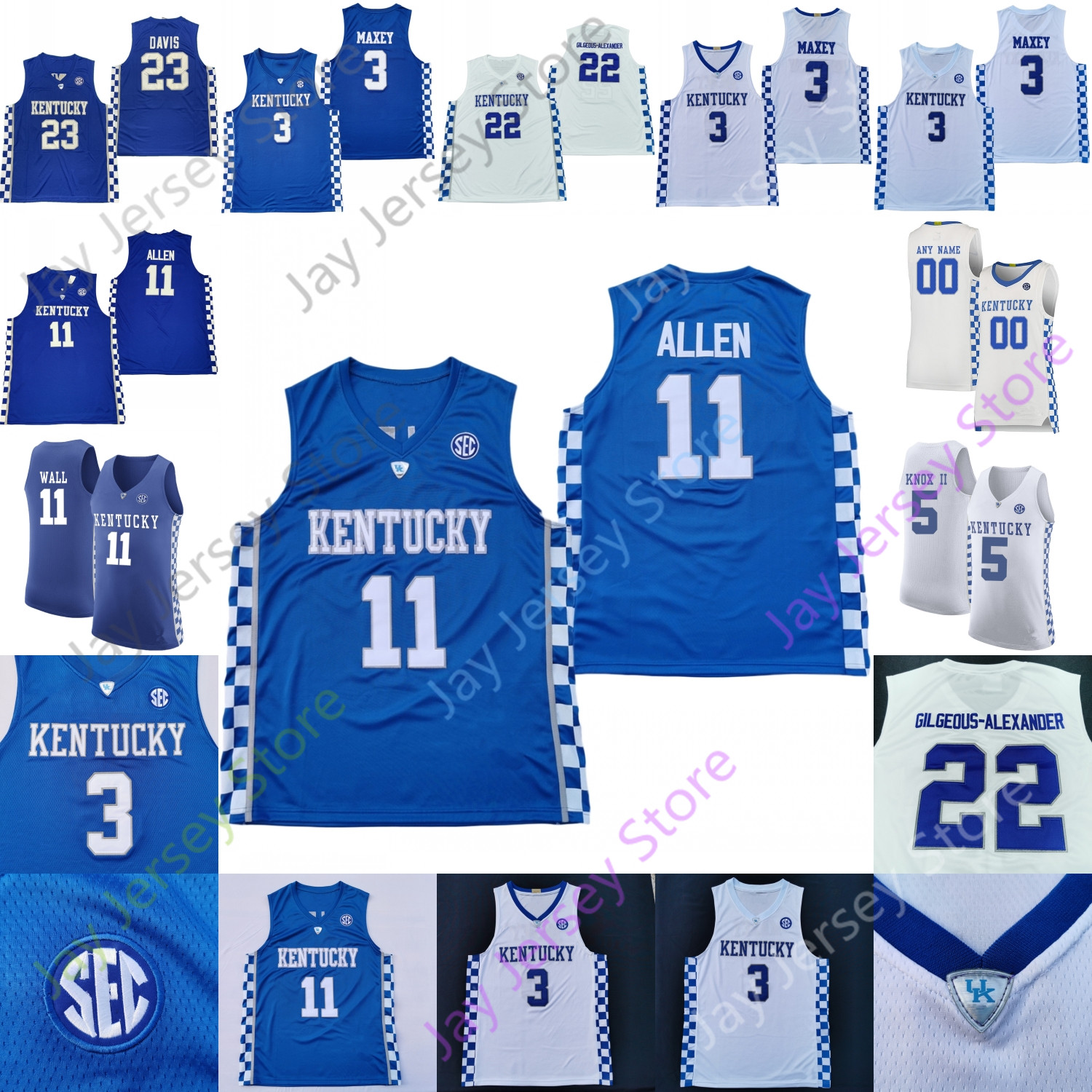 Custom 2020 Kentucky Wildcats Basketball Jersey NCAA College Fox 22 Gilgeous-Alexander Murray Towns Wall Rondo 11 Dontaie Allen, White 2019
Custom 2020 Kentucky Wildcats Basketball Jersey NCAA College Fox 22 Gilgeous-Alexander Murray Towns Wall Rondo 11 Dontaie Allen, White 2019