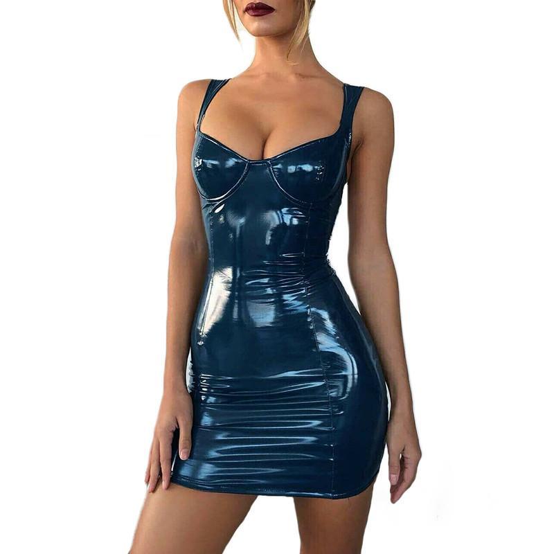 2020 Sexy Women Dress Latex Faux Leather Bodycon Mini Dress Summer Solid Color Party Nightclub Sleeveless Dresses, Light pink
2020 Sexy Women Dress Latex Faux Leather Bodycon Mini Dress Summer Solid Color Party Nightclub Sleeveless Dresses, Light pink